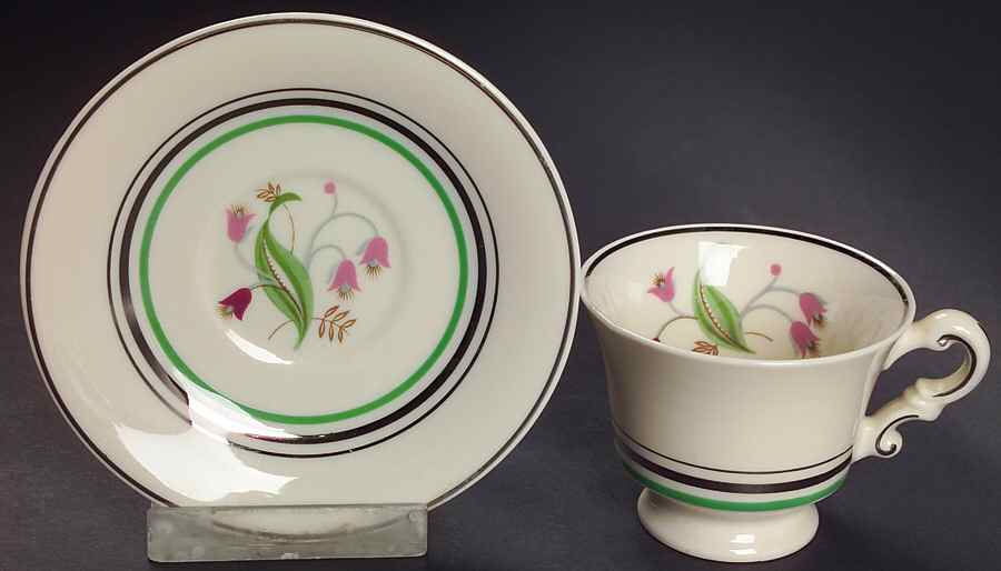 Coralbel (Virginia Shape, Platinum Trim) Footed Demitasse Cup & Saucer Set by Syracuse-1