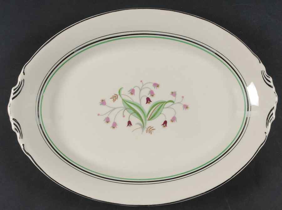 Coralbel (Virginia Shape, Platinum Trim) 13" Oval Serving Platter by Syracuse-1