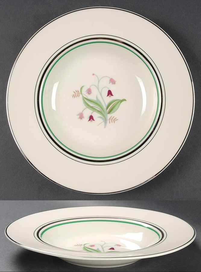 Coralbel (Virginia Shape, Platinum Trim) Rim Soup Bowl by Syracuse-1
