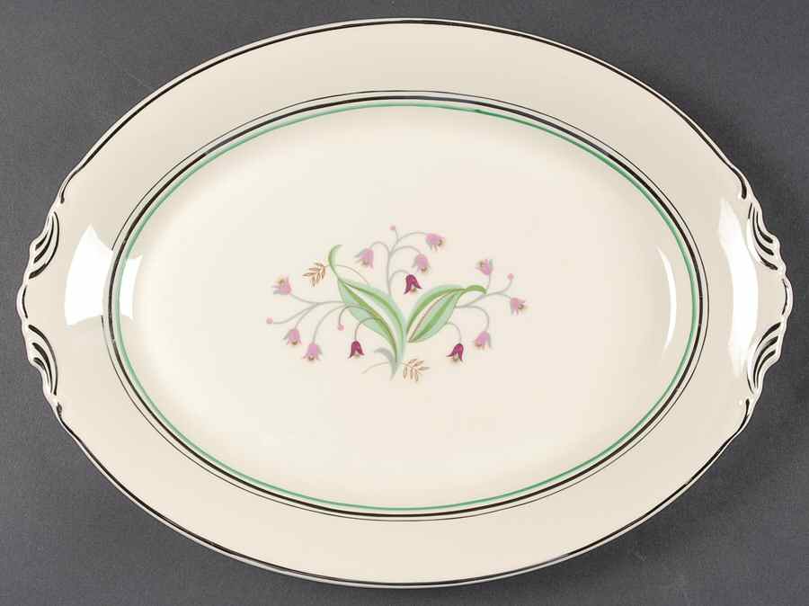 Coralbel (Virginia Shape, Platinum Trim) 12" Oval Serving Platter by Syracuse-1