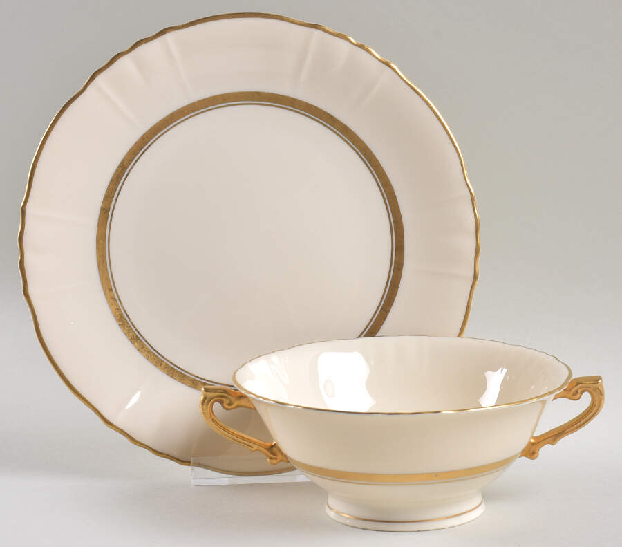 Cornwall Footed Cream Soup Bowl & Saucer Set by Syracuse-1