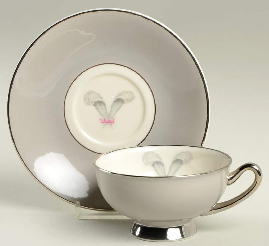 Coronet Footed Cup & Saucer Set by Syracuse-1