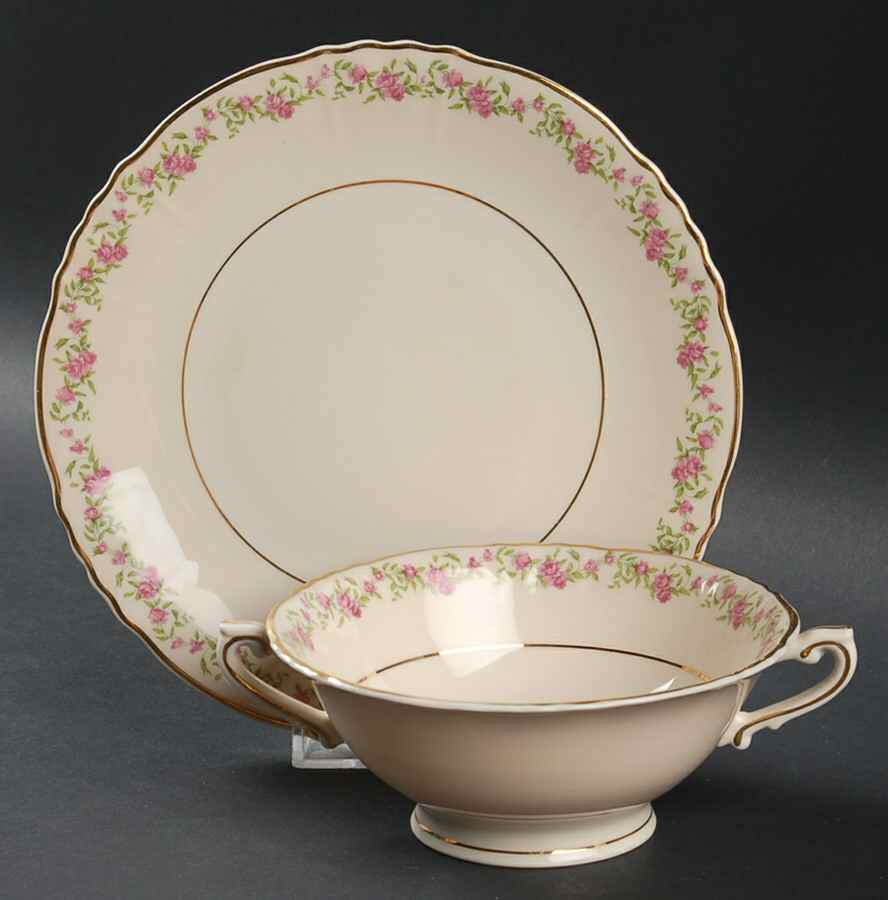 Cynthia Footed Cream Soup Bowl & Saucer Set by Syracuse-1