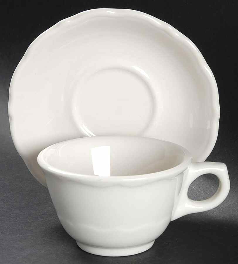 Dawn (Restaurant, All White) Flat Cup & Saucer Set by Syracuse-1