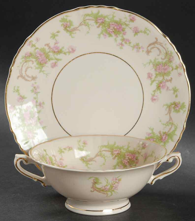 Dearborn Footed Cream Soup Bowl & Saucer Set by Syracuse-1