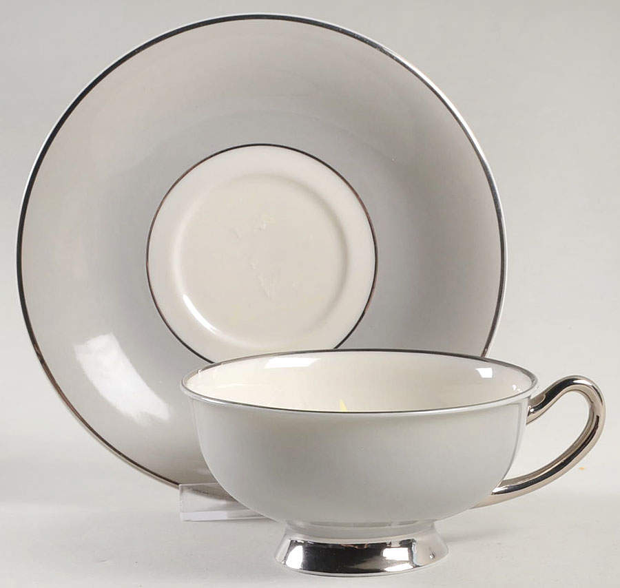 Debutante Gray Footed Cup & Saucer Set by Syracuse-1