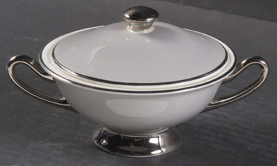 Debutante Gray Sugar Bowl & Lid by Syracuse-1