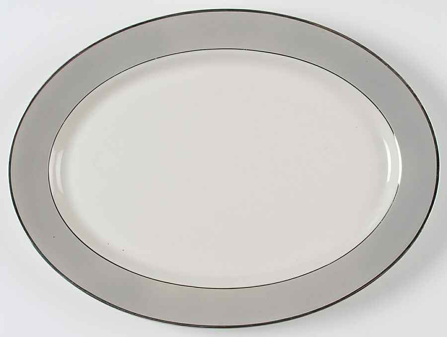 Debutante Gray 14" Oval Serving Platter by Syracuse-1