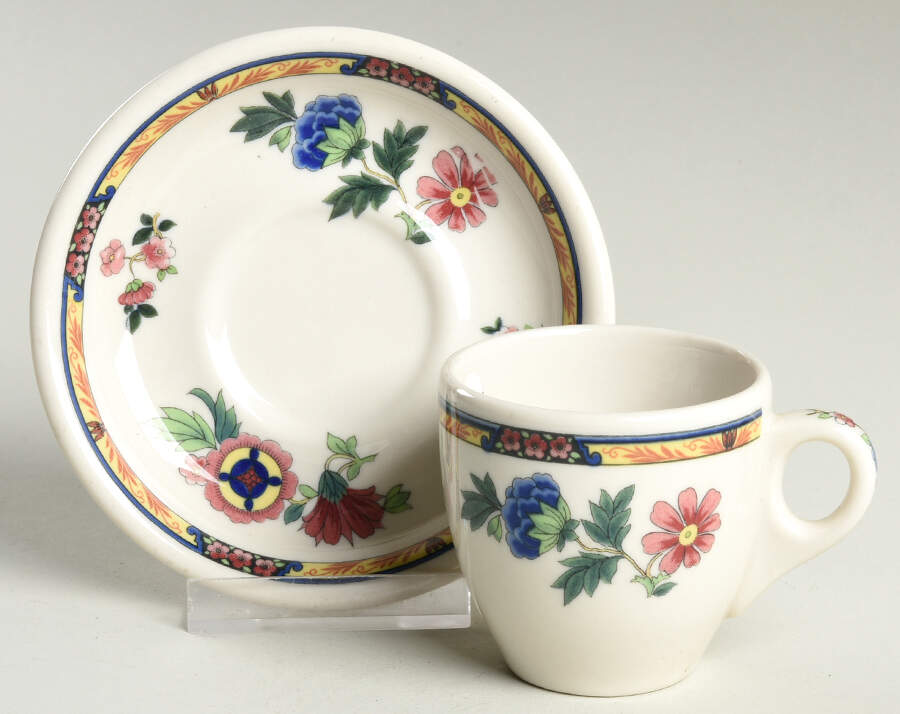 Dewitt Clinton (Pilgrim) Flat Demitasse Cup & Saucer Set by Syracuse-1