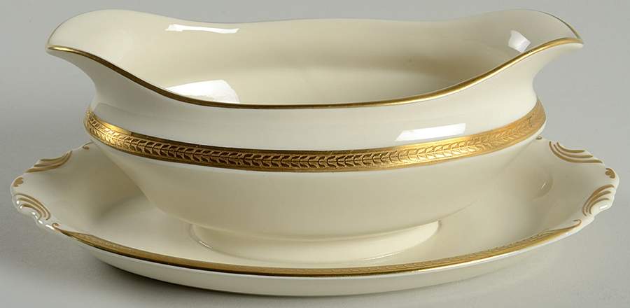Diane (No Color Band) Gravy Boat with Attached Underplate by Syracuse-1