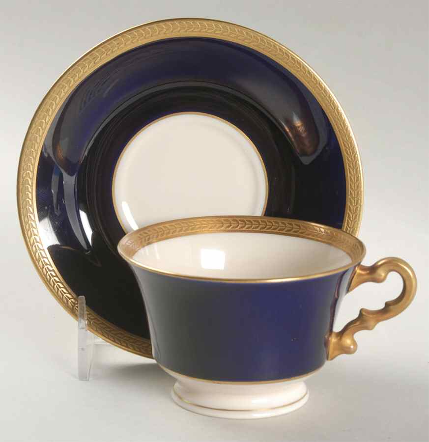 Diane Cobalt Blue Band Footed Cup & Saucer Set by Syracuse-1