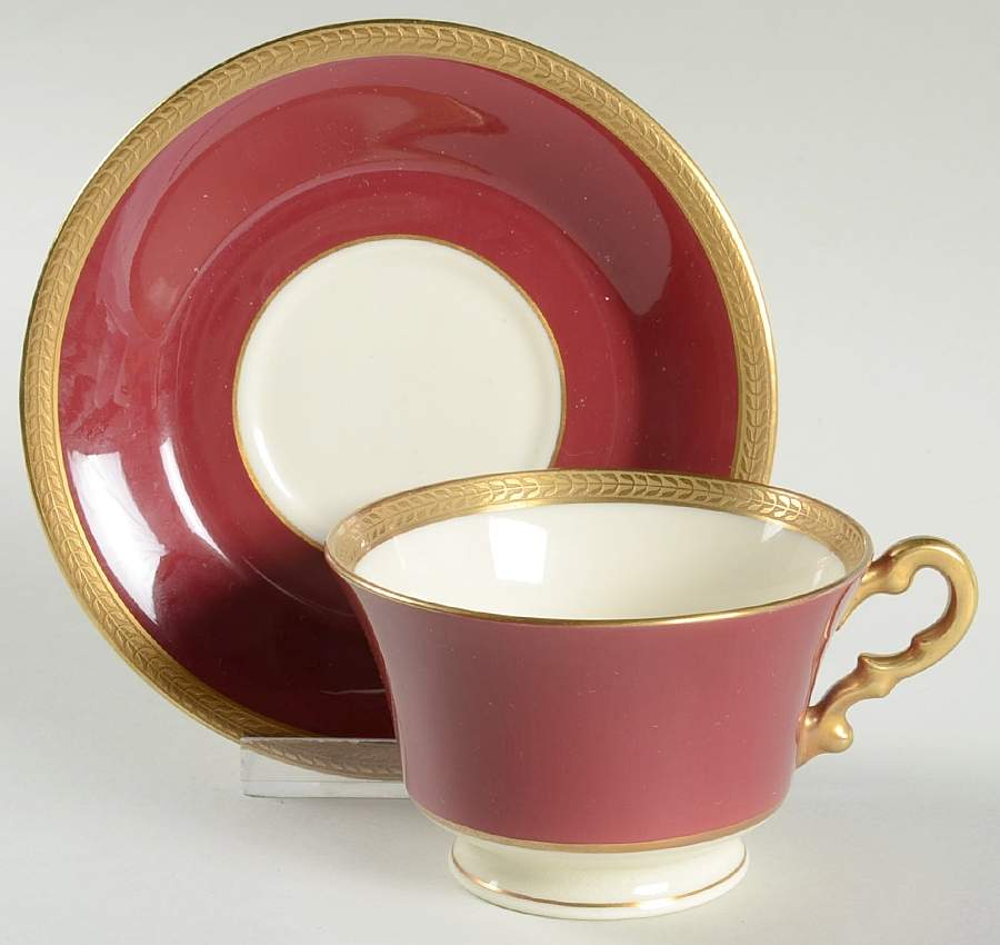 Diane Maroon Footed Cup & Saucer Set by Syracuse-1