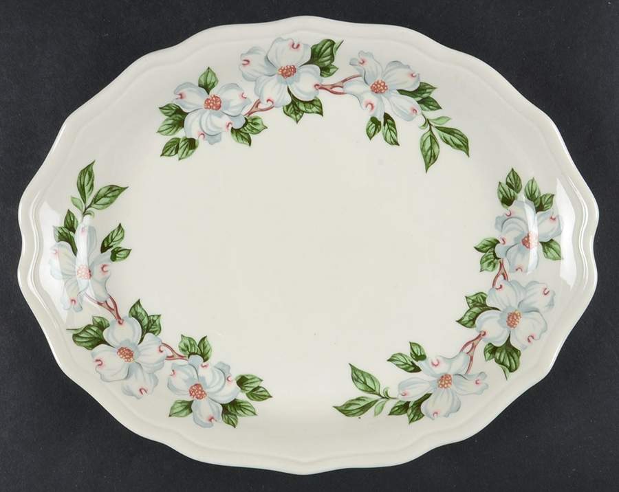 Dogwood (Restaurant, Scalloped, No Trim) 9" Oval Serving Platter by Syracuse-1