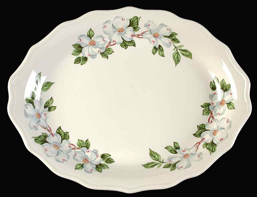 Dogwood (Restaurant, Scalloped, No Trim) 12" Oval Serving Platter by Syracuse-1
