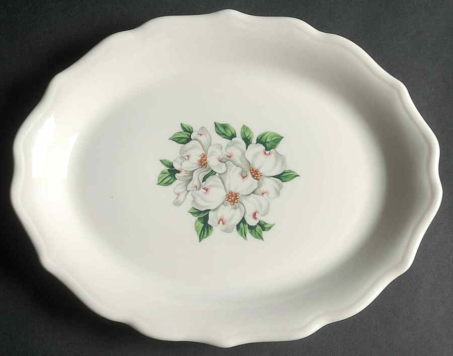 Dogwood (Restaurant, Scalloped, No Trim) 11" Oval Serving Platter by Syracuse-1
