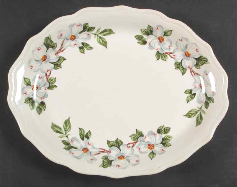 Dogwood (Restaurant, Scalloped, No Trim) 11" Oval Serving Platter by Syracuse-1