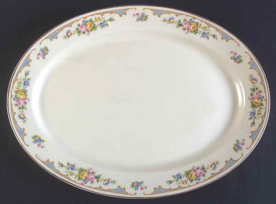 Ensley Blue 16" Oval Serving Platter by Syracuse-1