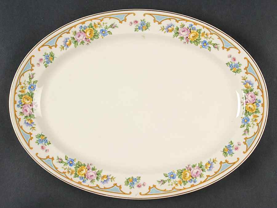 Ensley Blue 12" Oval Serving Platter by Syracuse-1