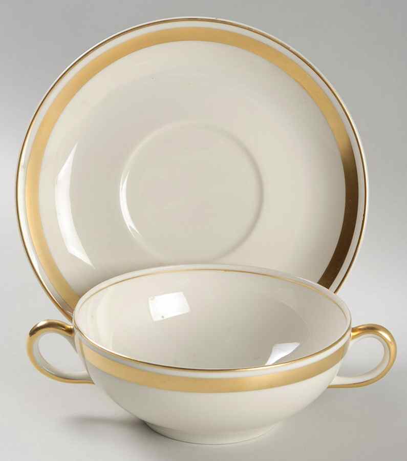 Fairfax (Solid Band) Flat Cream Soup Bowl & Saucer Set by Syracuse-1