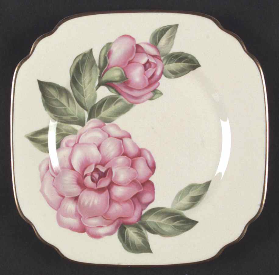 Floral Accent Plates (Virginia, Gold Trim) Square Salad Plate by Syracuse-1