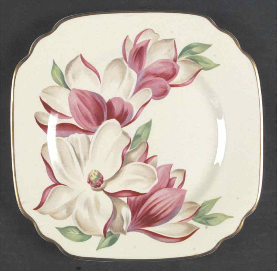 Floral Accent Plates (Virginia, Gold Trim) Square Salad Plate by Syracuse-1