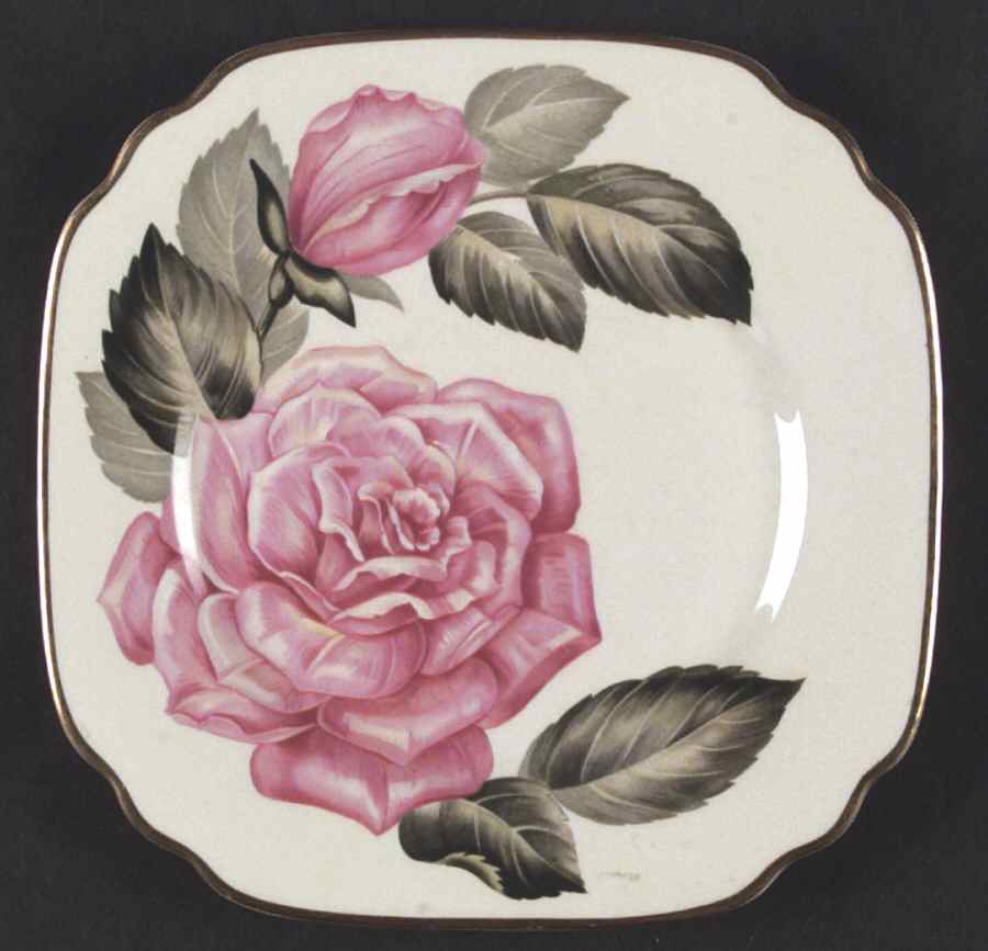 Floral Accent Plates (Virginia, Gold Trim) Square Salad Plate by Syracuse-1