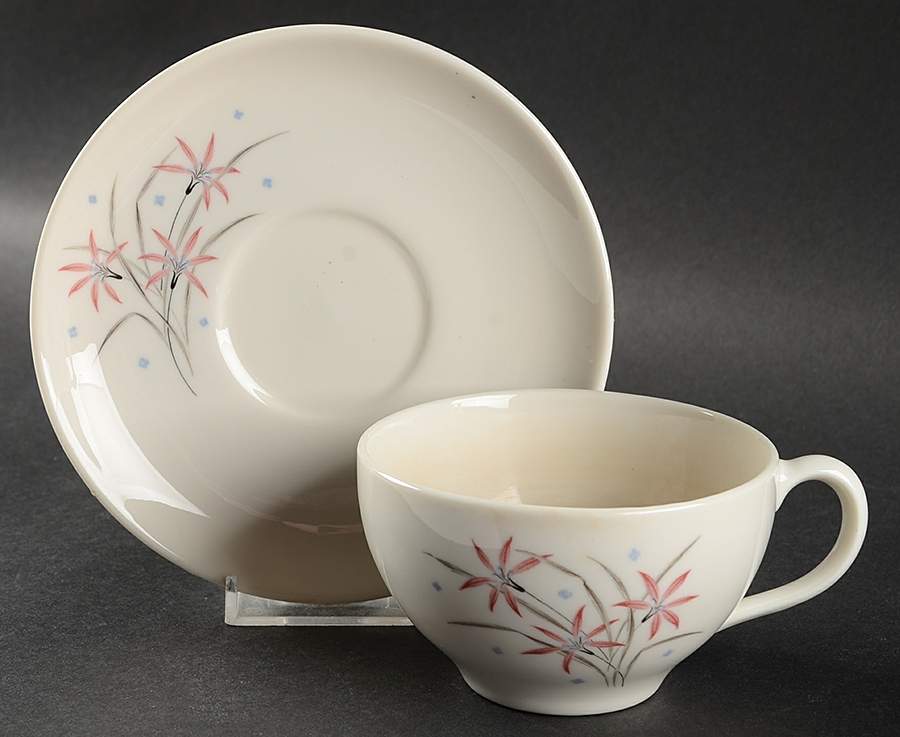Flame Lily Flat Cup & Saucer Set by Syracuse-1