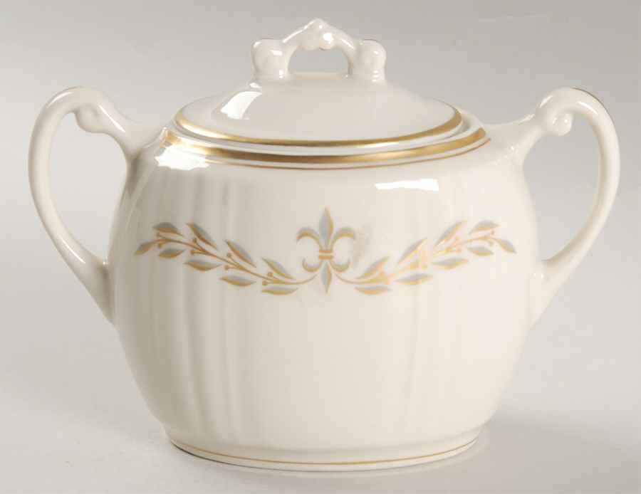 Fleur De Lis Grey Sugar Bowl & Lid by Syracuse-1
