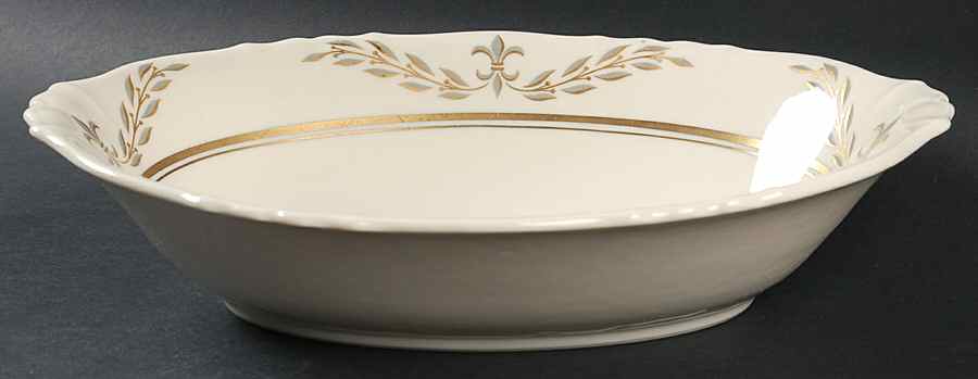 Fleur De Lis Grey 10" Oval Vegetable Bowl by Syracuse-1