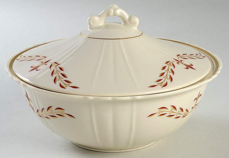 Fleur De Lis Maroon Round Covered Vegetable by Syracuse-1