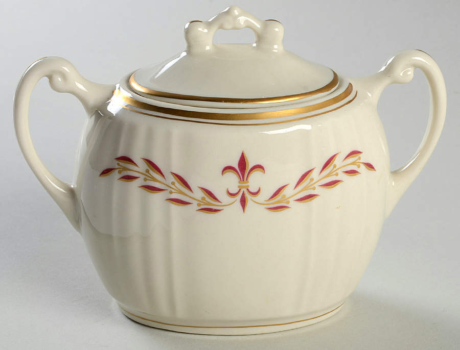 Fleur De Lis Maroon Sugar Bowl & Lid by Syracuse-1