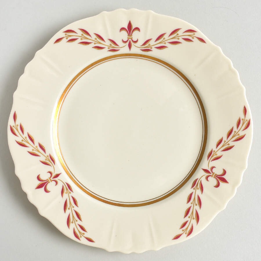 Fleur De Lis Maroon Salad Plate by Syracuse-1