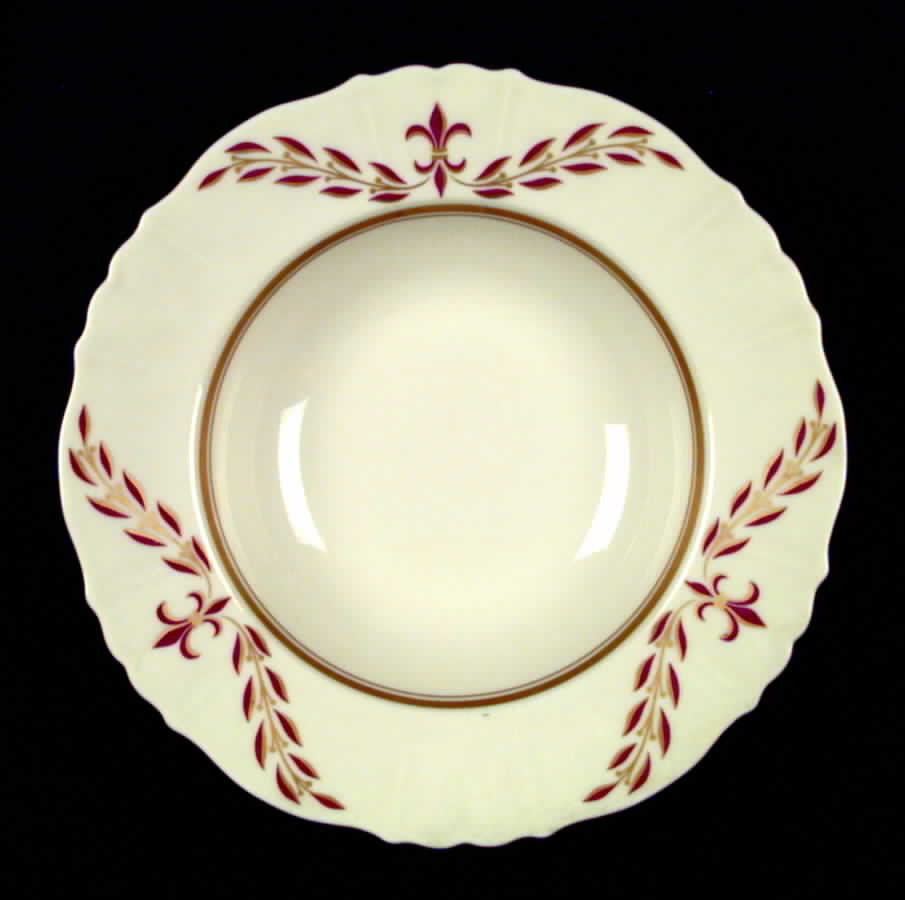 Fleur De Lis Maroon Rim Soup Bowl by Syracuse-1
