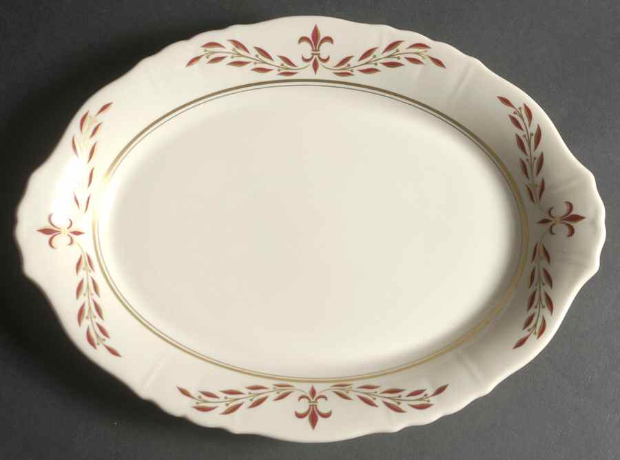 Fleur De Lis Maroon 14" Oval Serving Platter by Syracuse-1
