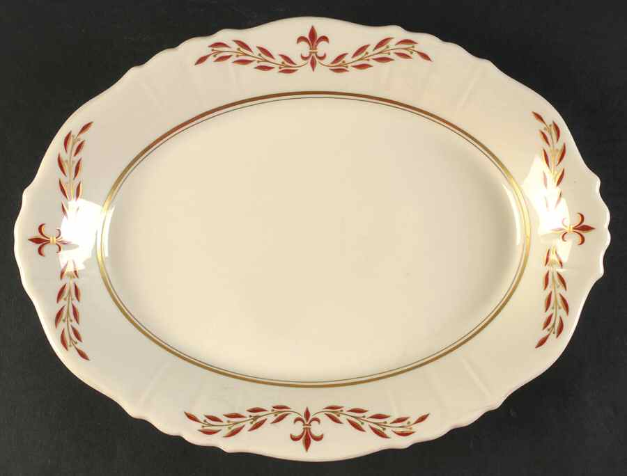 Fleur De Lis Maroon 12" Oval Serving Platter by Syracuse-1