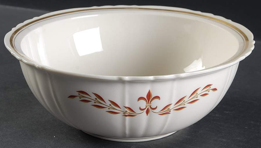 Fleur De Lis Maroon Round Vegetable No Lid by Syracuse-1