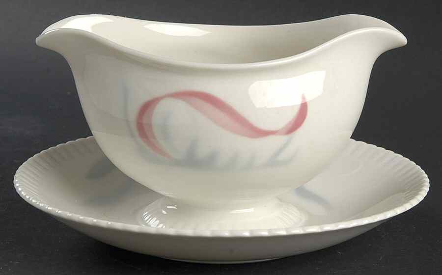 Flamingo Reeds Gravy Boat with Attached Underplate by Syracuse-1