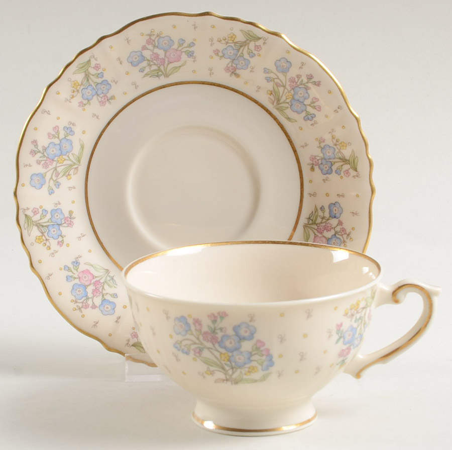 Forget Me Not Footed Cup & Saucer Set by Syracuse-1
