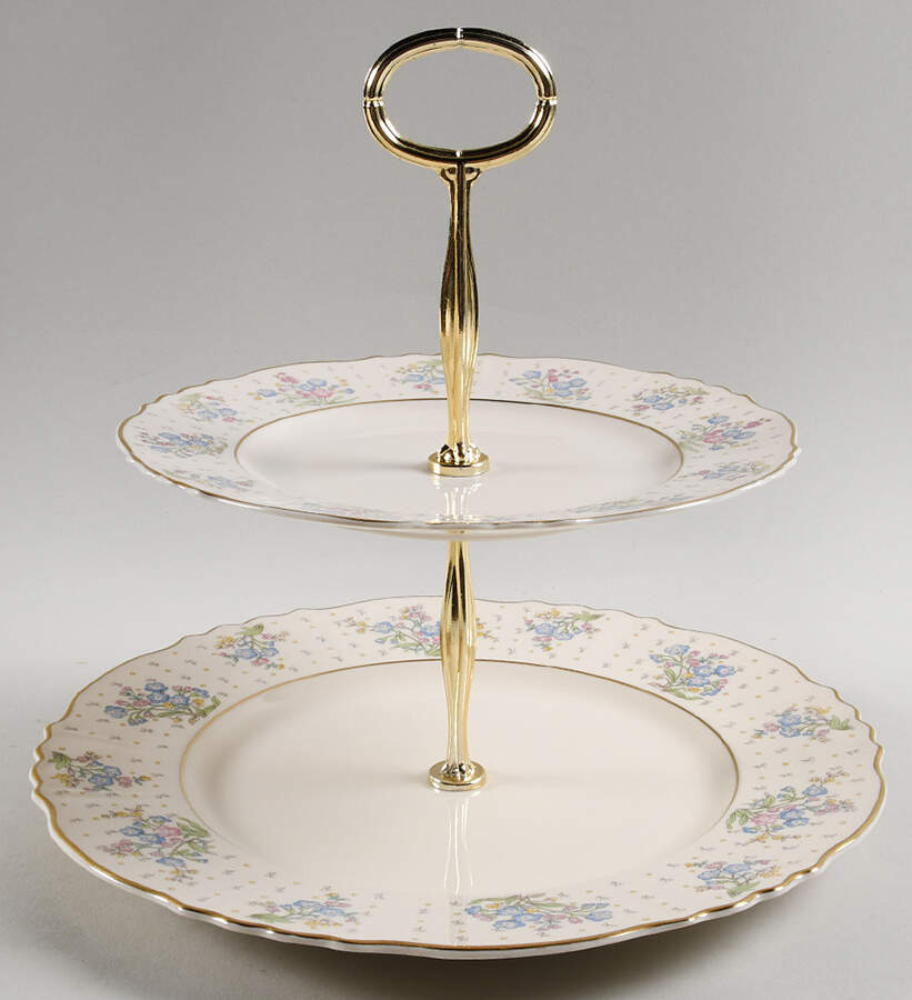Forget Me Not 6 5/8"-10"  2 Tiered Serving Tray (Dp, Sp) HC by Syracuse-1
