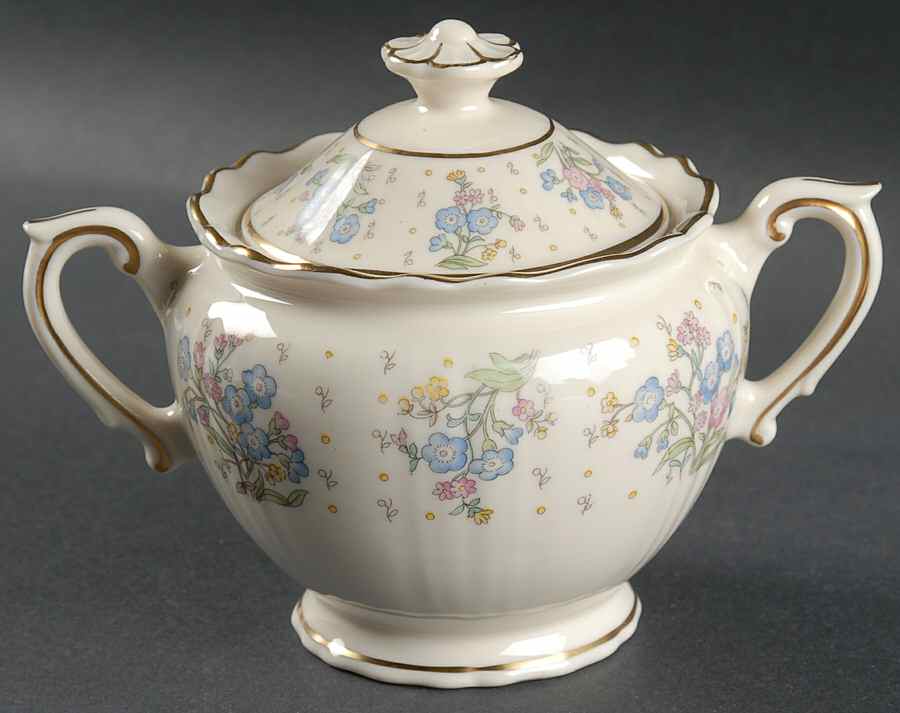 Forget Me Not Sugar Bowl & Lid by Syracuse-1
