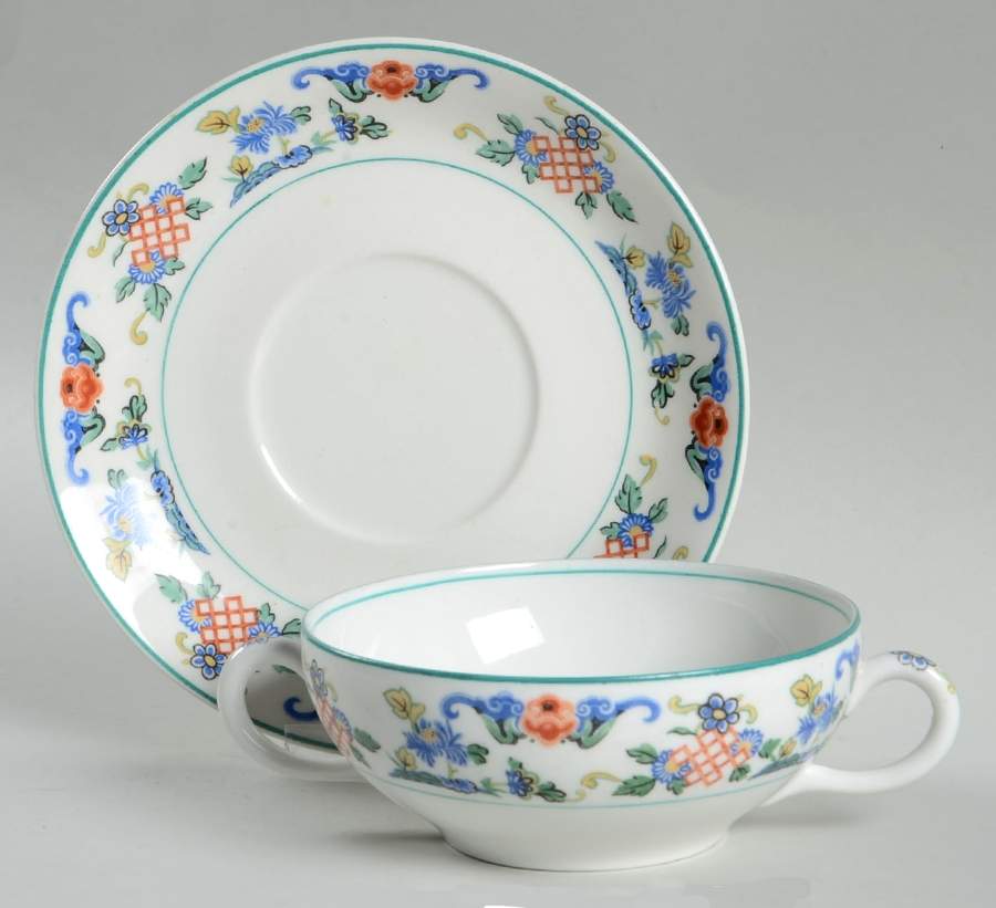 Fusan Flat Cream Soup Bowl & Saucer Set by Syracuse-1