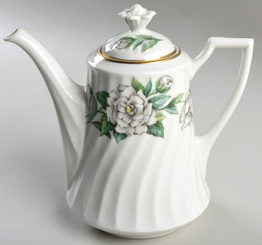 Gardenia (White Flowers) Coffee Pot & Lid by Syracuse-1