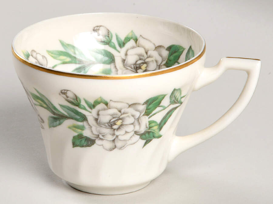 Gardenia (White Flowers) Flat Cup by Syracuse-1