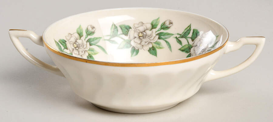 Gardenia (White Flowers) Flat Cream Soup Bowl by Syracuse-1