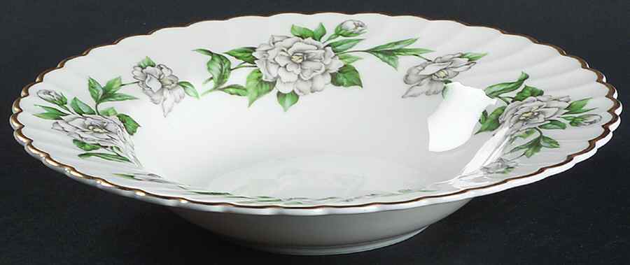 Gardenia (White Flowers) Rim Soup Bowl by Syracuse-1