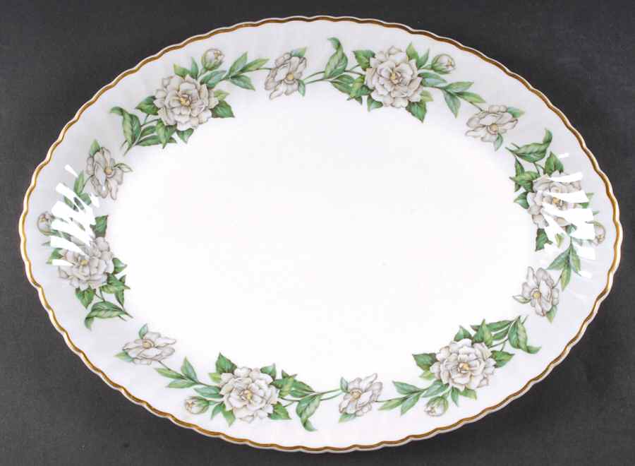 Gardenia (White Flowers) 16" Oval Serving Platter by Syracuse-1