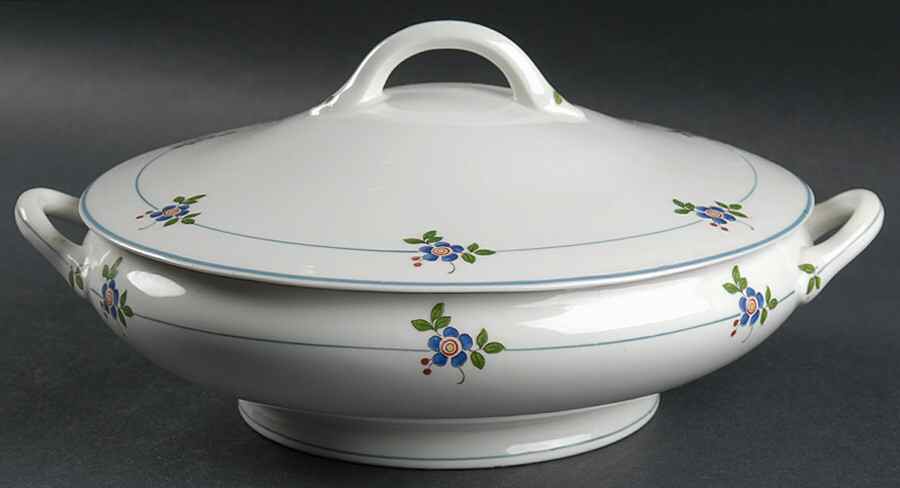 Gardena (Blue Trim) Round Covered Vegetable by Syracuse-1