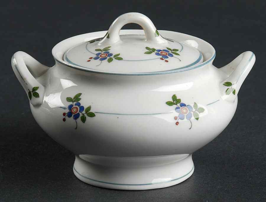 Gardena (Blue Trim) Mini Sugar Bowl & Lid by Syracuse-1