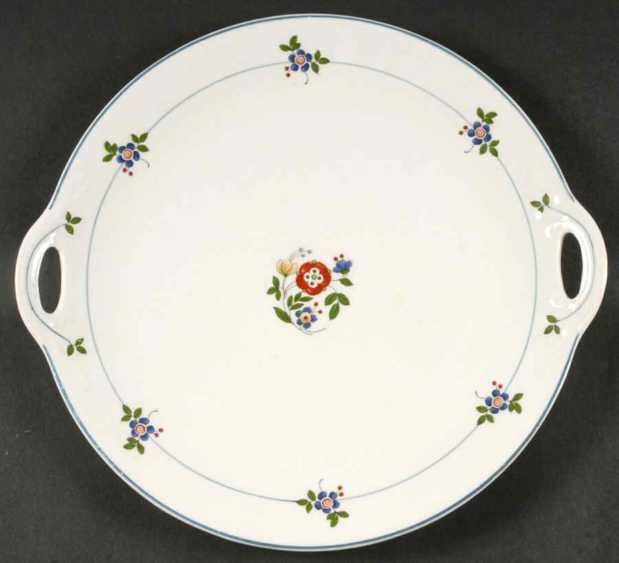 Gardena (Blue Trim) Handled Cake Plate by Syracuse-1