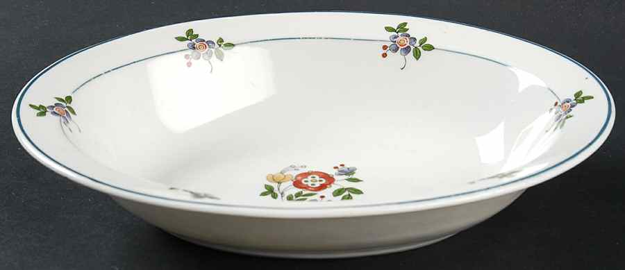 Gardena (Blue Trim) 8" Oval Vegetable Bowl by Syracuse-1